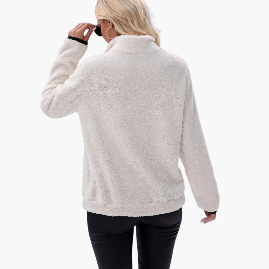 Sudadera polar para mujer con cuello alto y cremallera