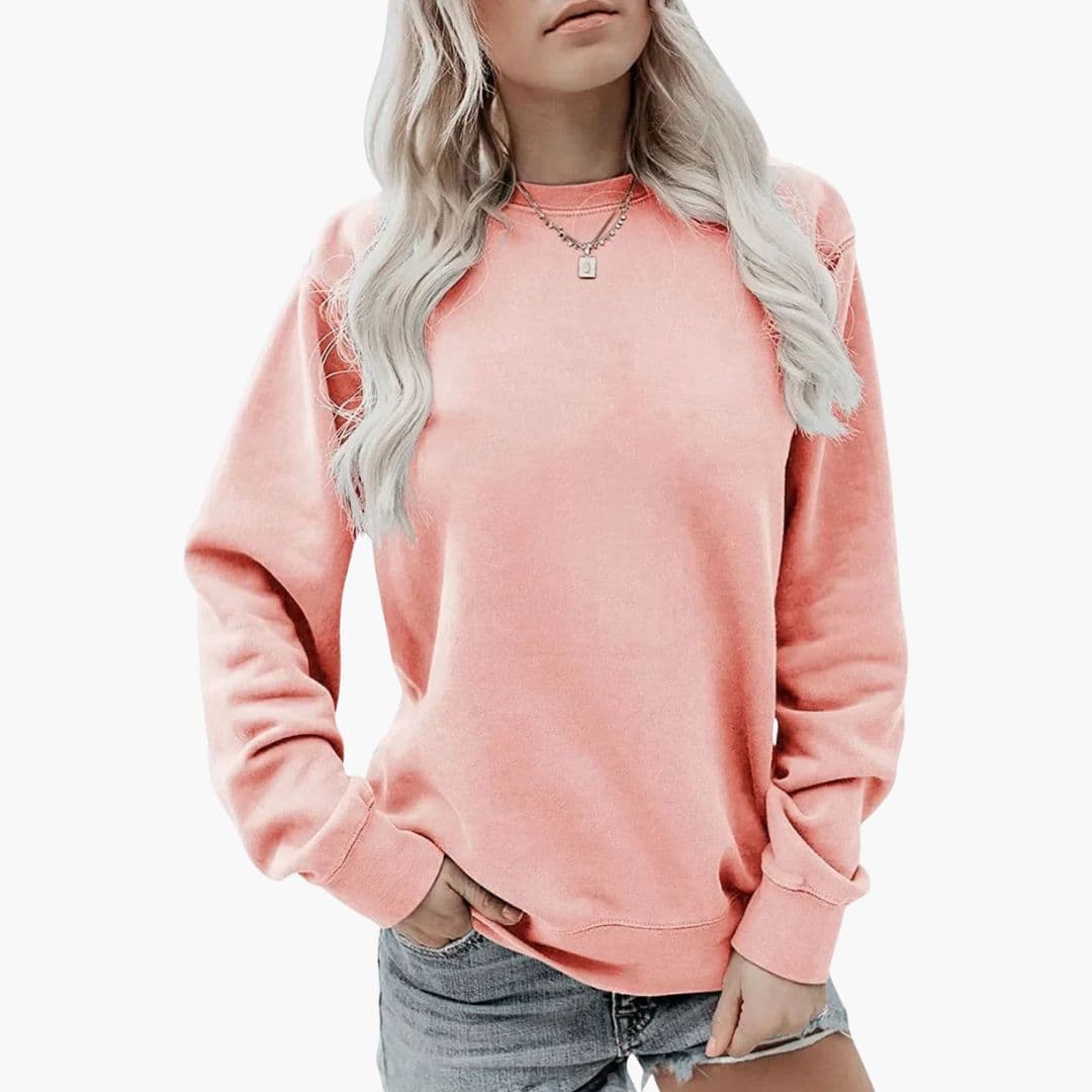 Sweat shirt femme à col rond et manches longues