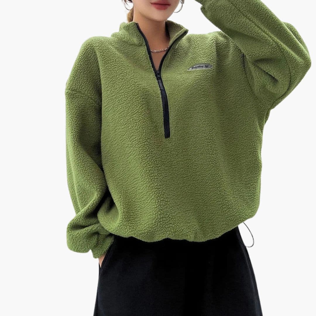 Sudadera de mujer de invierno con media cremallera y corte amplio