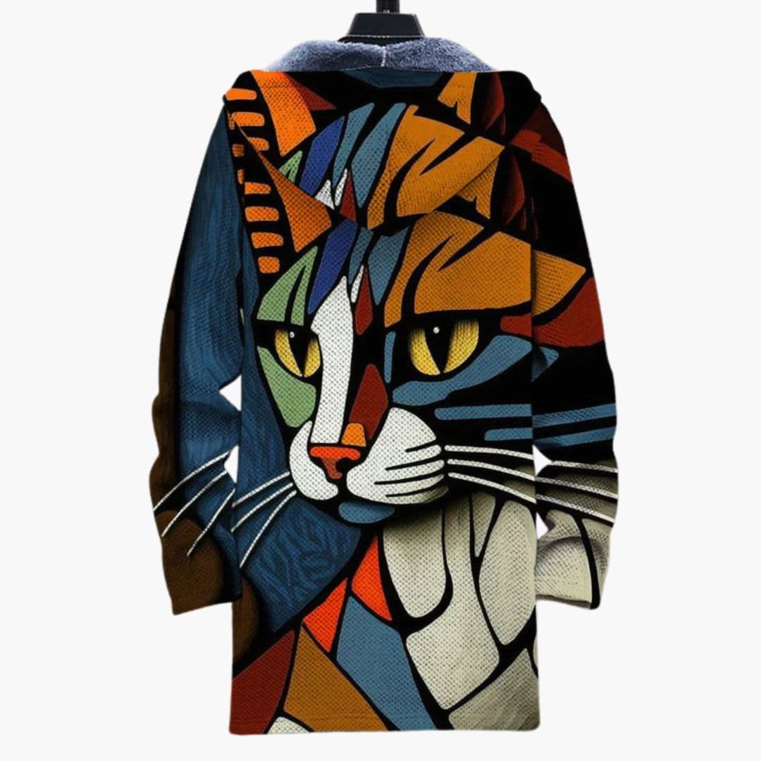 Sweat zippé unisexe à capuche et motif chat