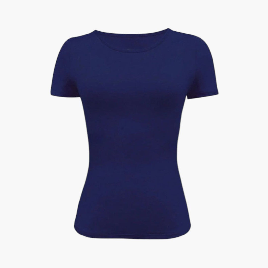Maglietta donna con scollo rotondo e orlo dritto
