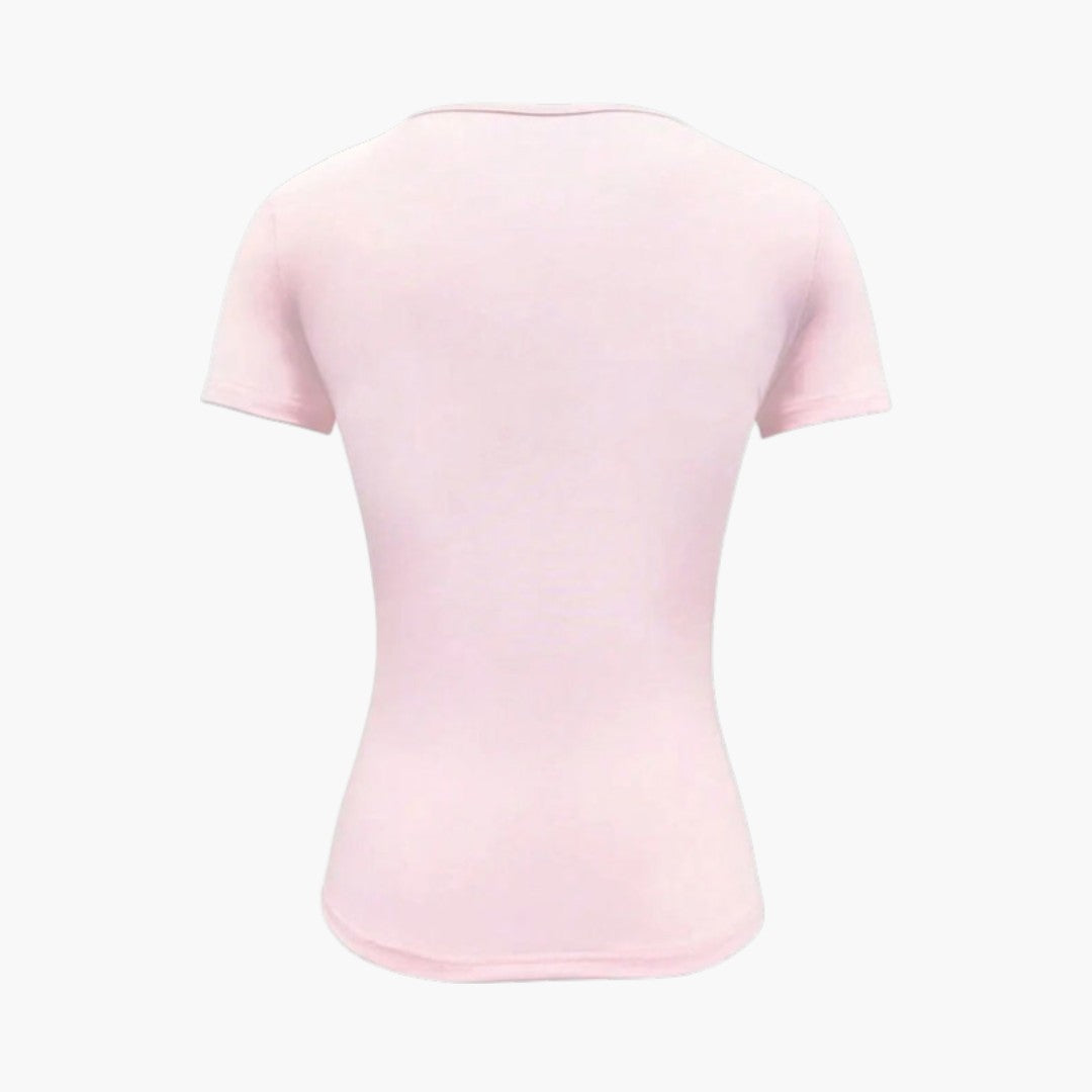 Maglietta donna con scollo rotondo e orlo dritto