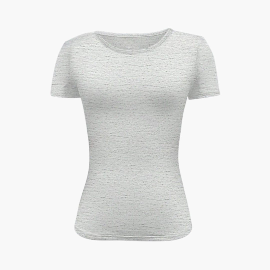 Maglietta donna con scollo rotondo e orlo dritto