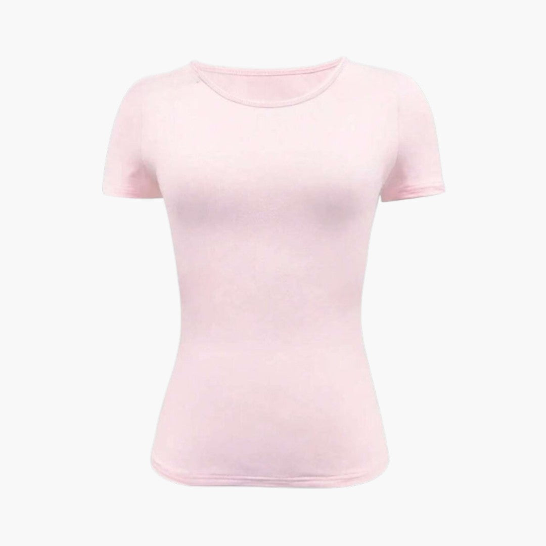 Maglietta donna con scollo rotondo e orlo dritto