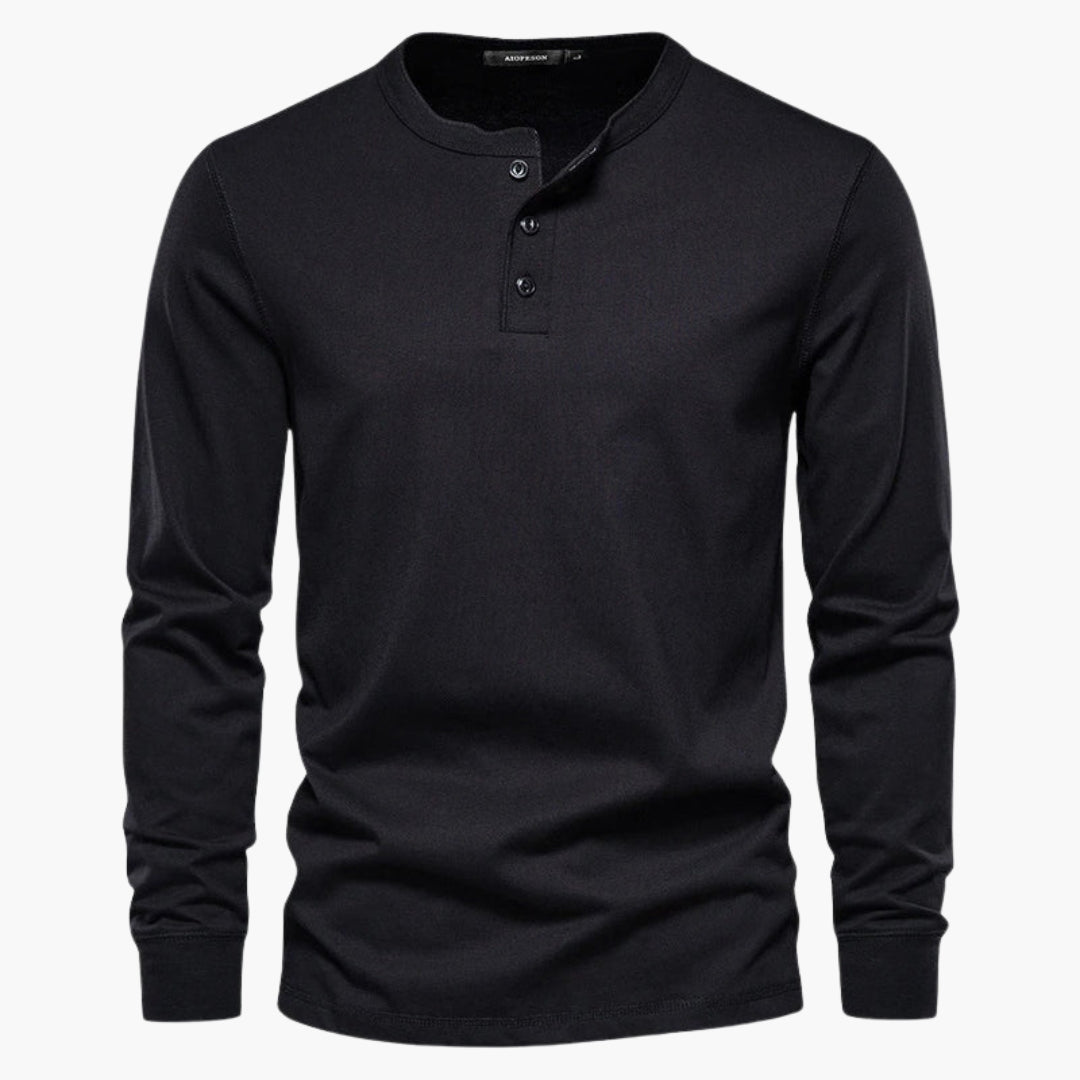 T-shirt Henley homme à manches longues