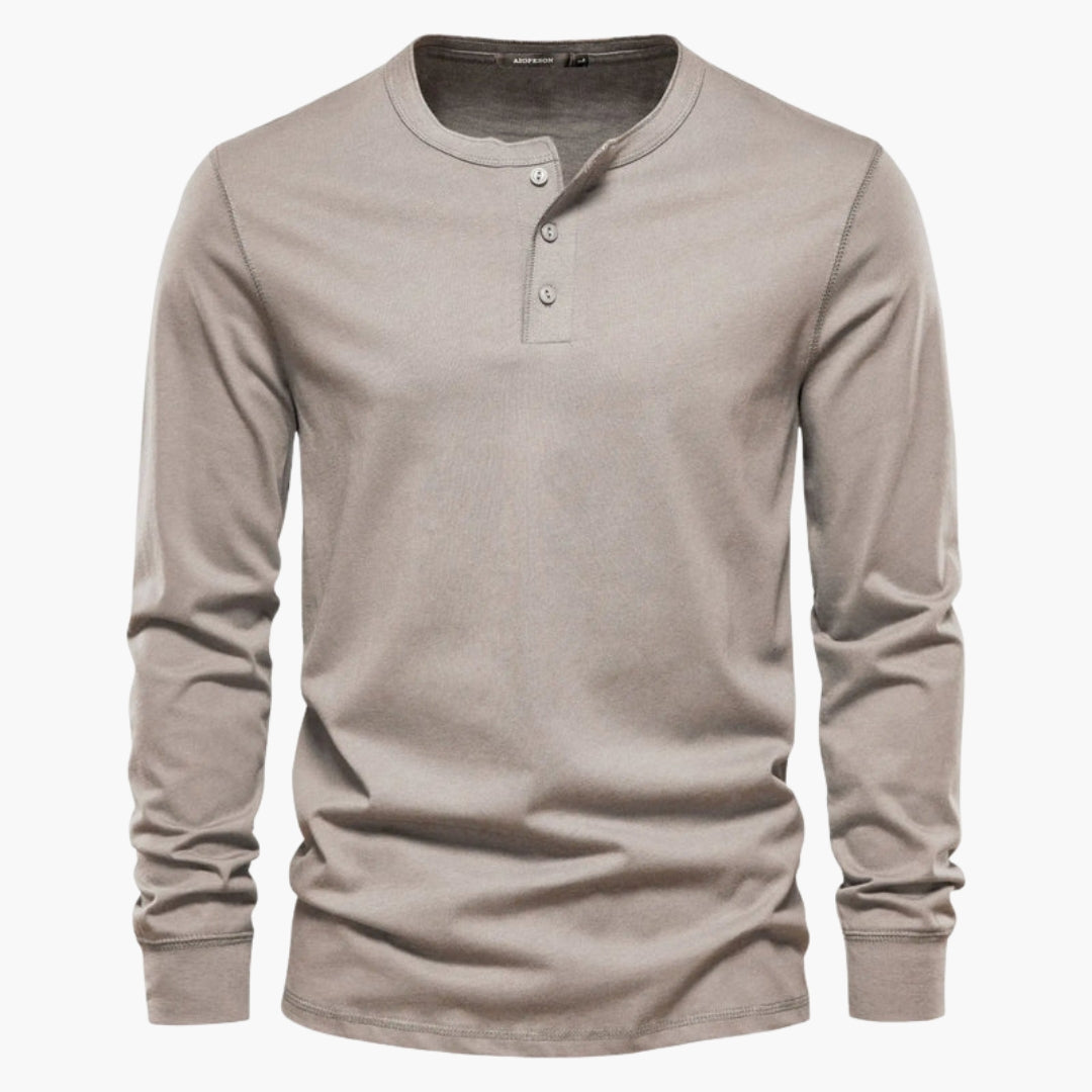 T-shirt Henley homme à manches longues