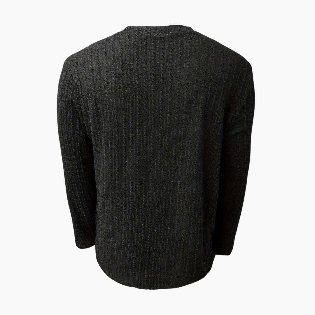 T-shirt Homme Manches Longues avec Surface Côtelée