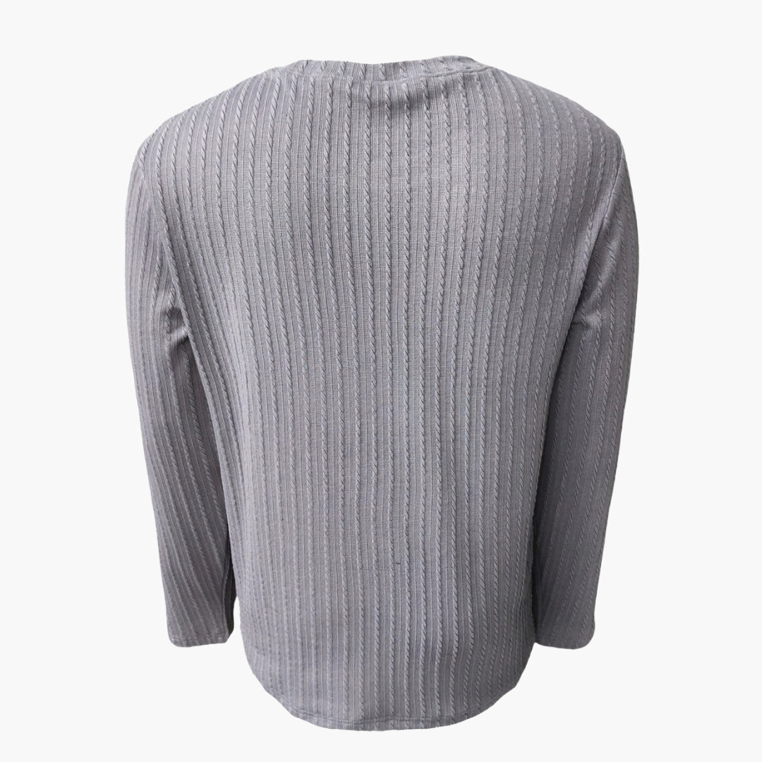 T-shirt Homme Manches Longues avec Surface Côtelée