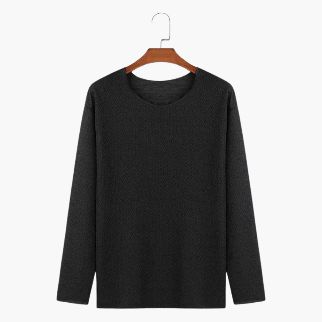 T-shirt à manches longues pour homme avec col rond et coupe décontractée