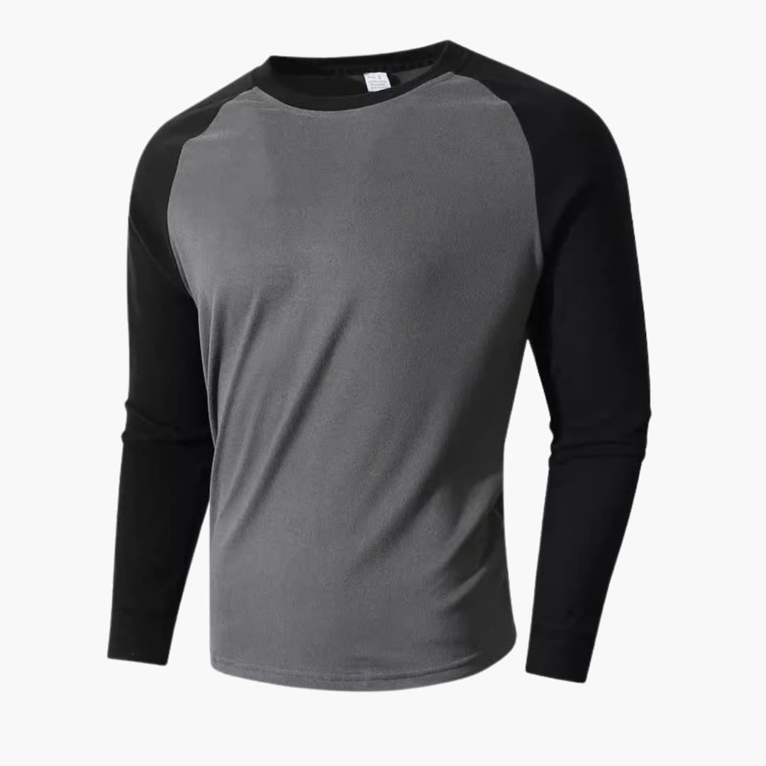 Heren sport T-shirt met lange mouwen, raglanmouwen en ronde hals