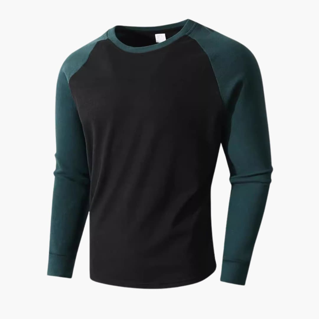 T-shirt de sport homme à manches longues avec manches raglan et col rond
