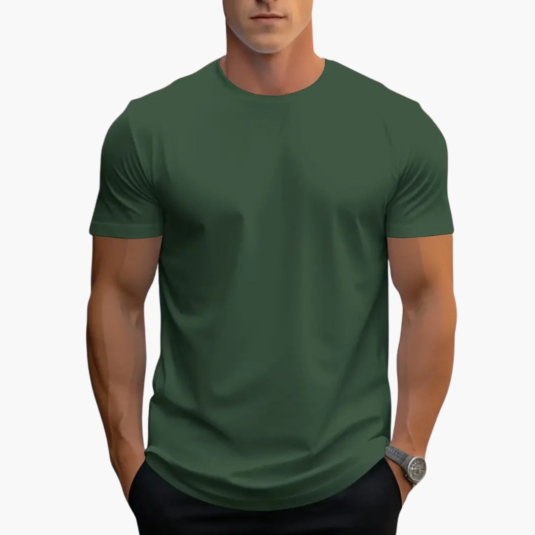 T-shirt homme à col rond avec manches courtes et coupe droite