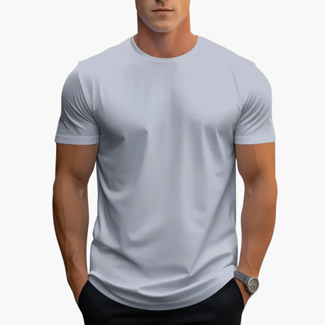 T-shirt homme à col rond avec manches courtes et coupe droite