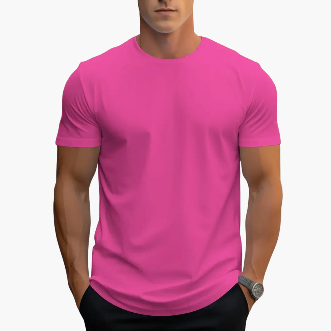 T-shirt homme à col rond avec manches courtes et coupe droite