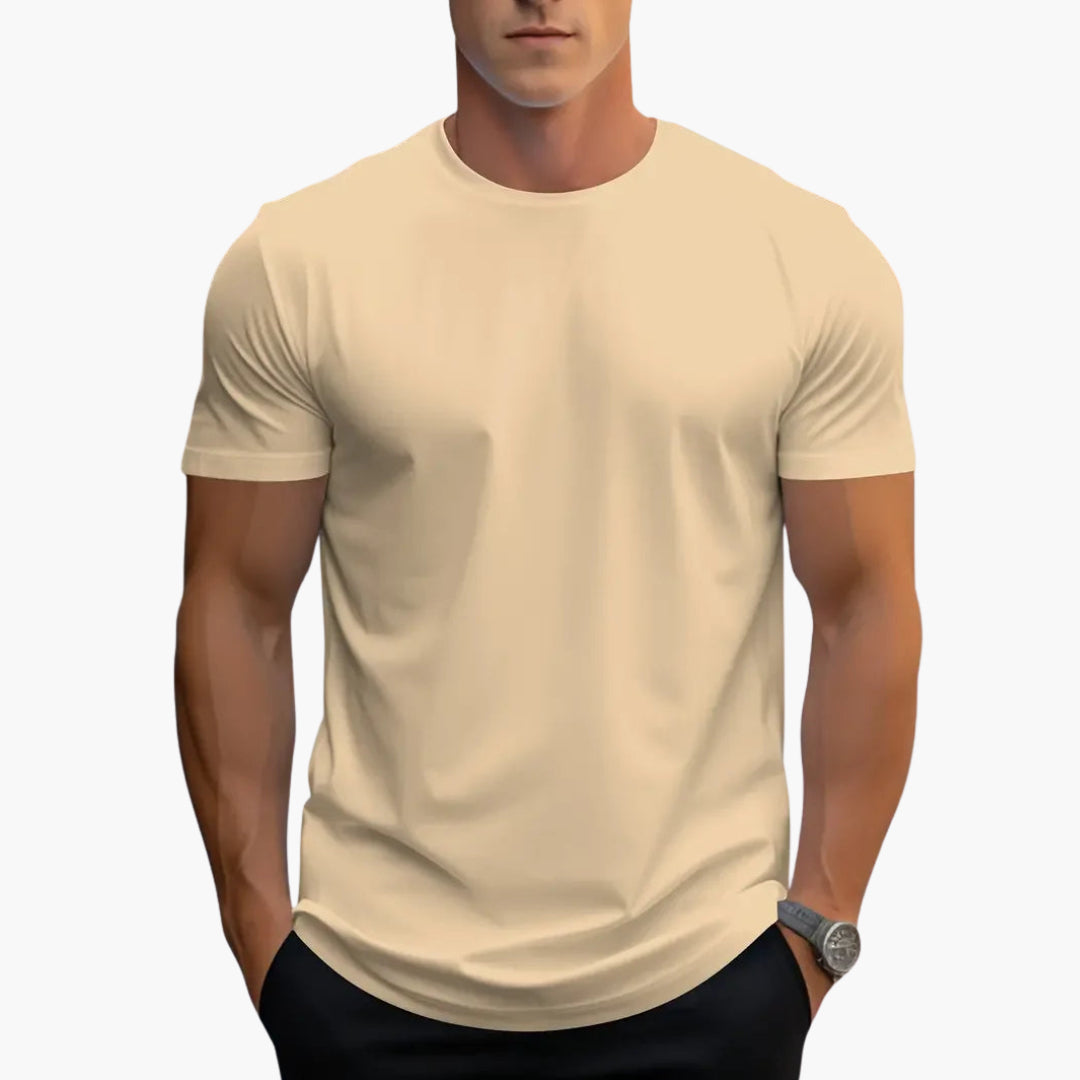 T-shirt homme à col rond avec manches courtes et coupe droite