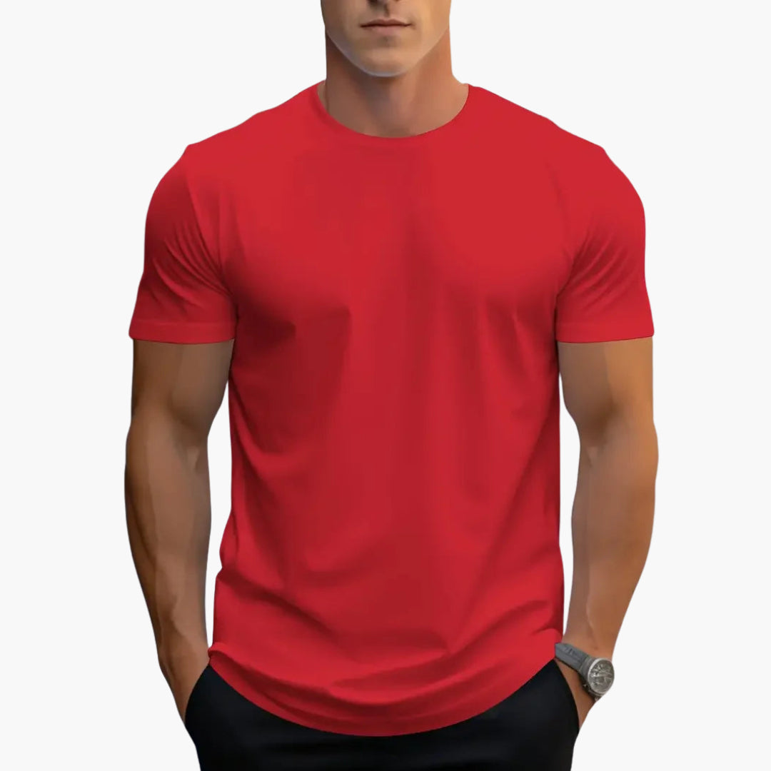 T-shirt homme à col rond avec manches courtes et coupe droite
