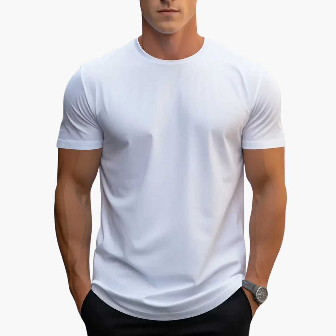 T-shirt homme à col rond avec manches courtes et coupe droite