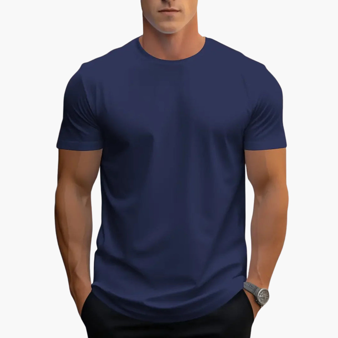 T-shirt homme à col rond avec manches courtes et coupe droite
