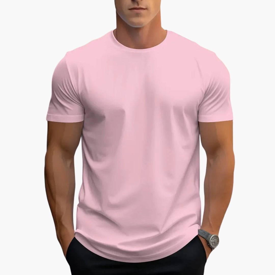 T-shirt homme à col rond avec manches courtes et coupe droite