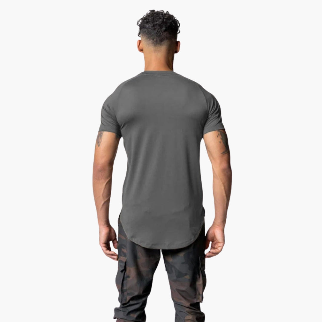T-shirt uomo con collo rotondo e maniche raglan