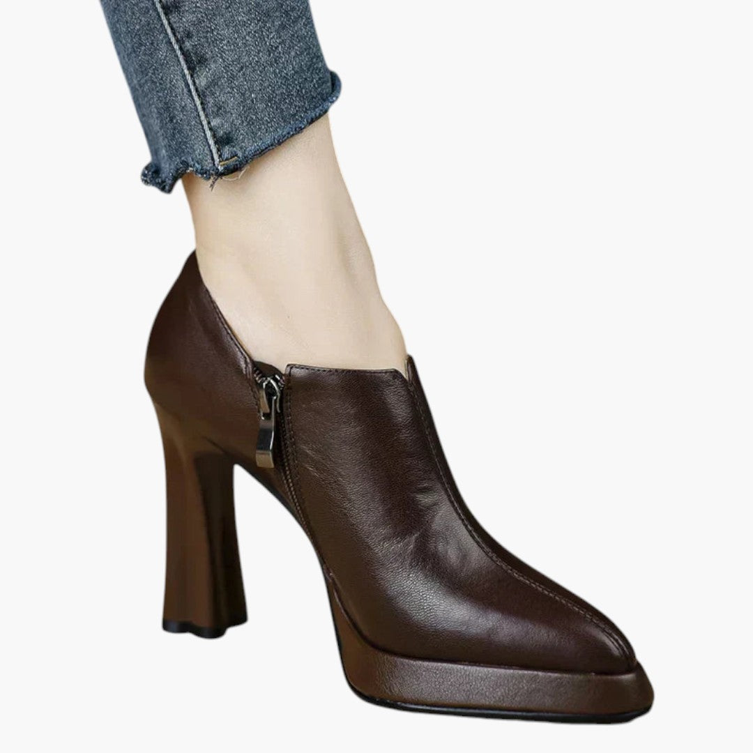Talon Haut Femme avec Talon Bloc et Fermeture Zippée