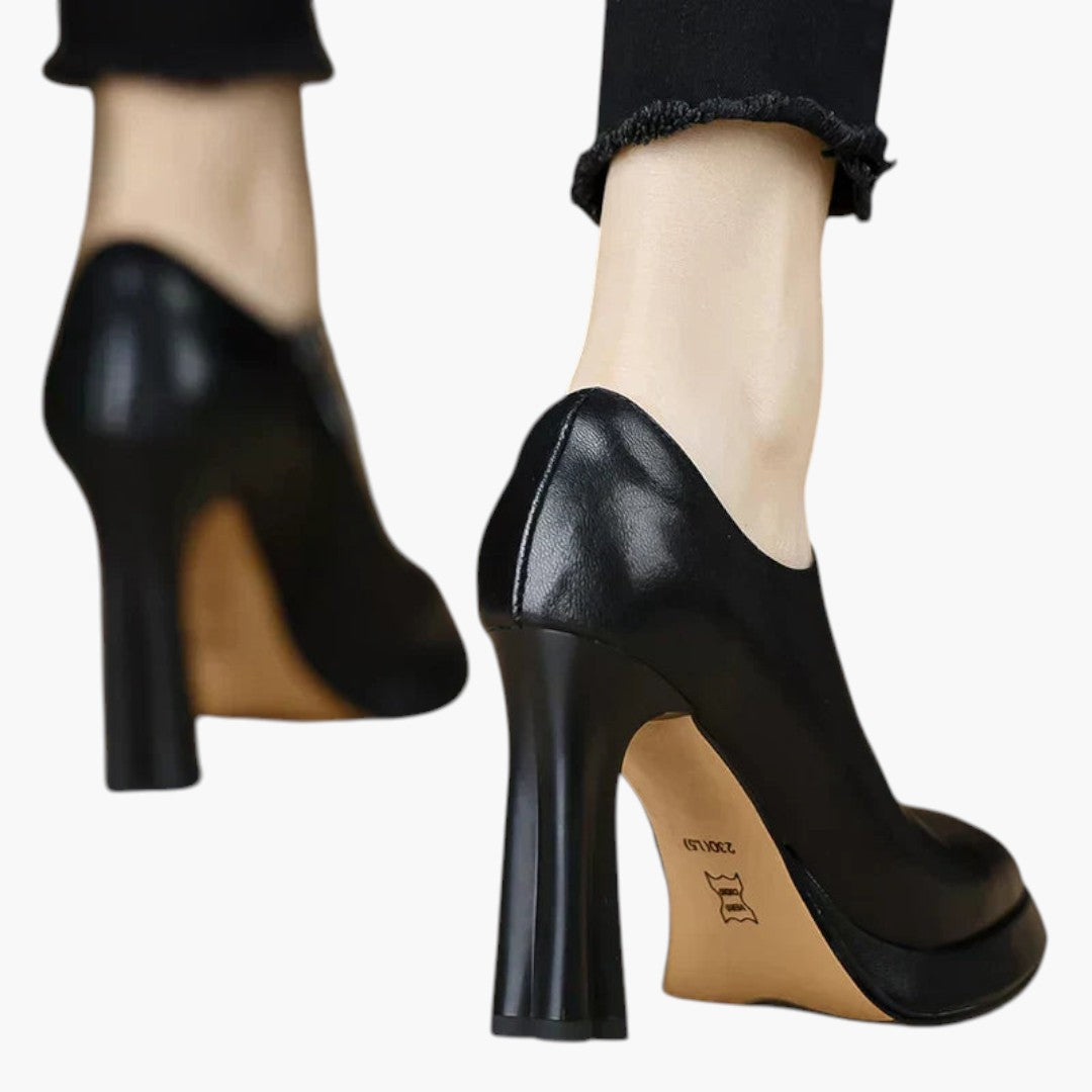 Talon Haut Femme avec Talon Bloc et Fermeture Zippée