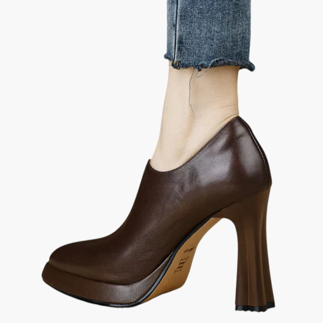 Talon Haut Femme avec Talon Bloc et Fermeture Zippée