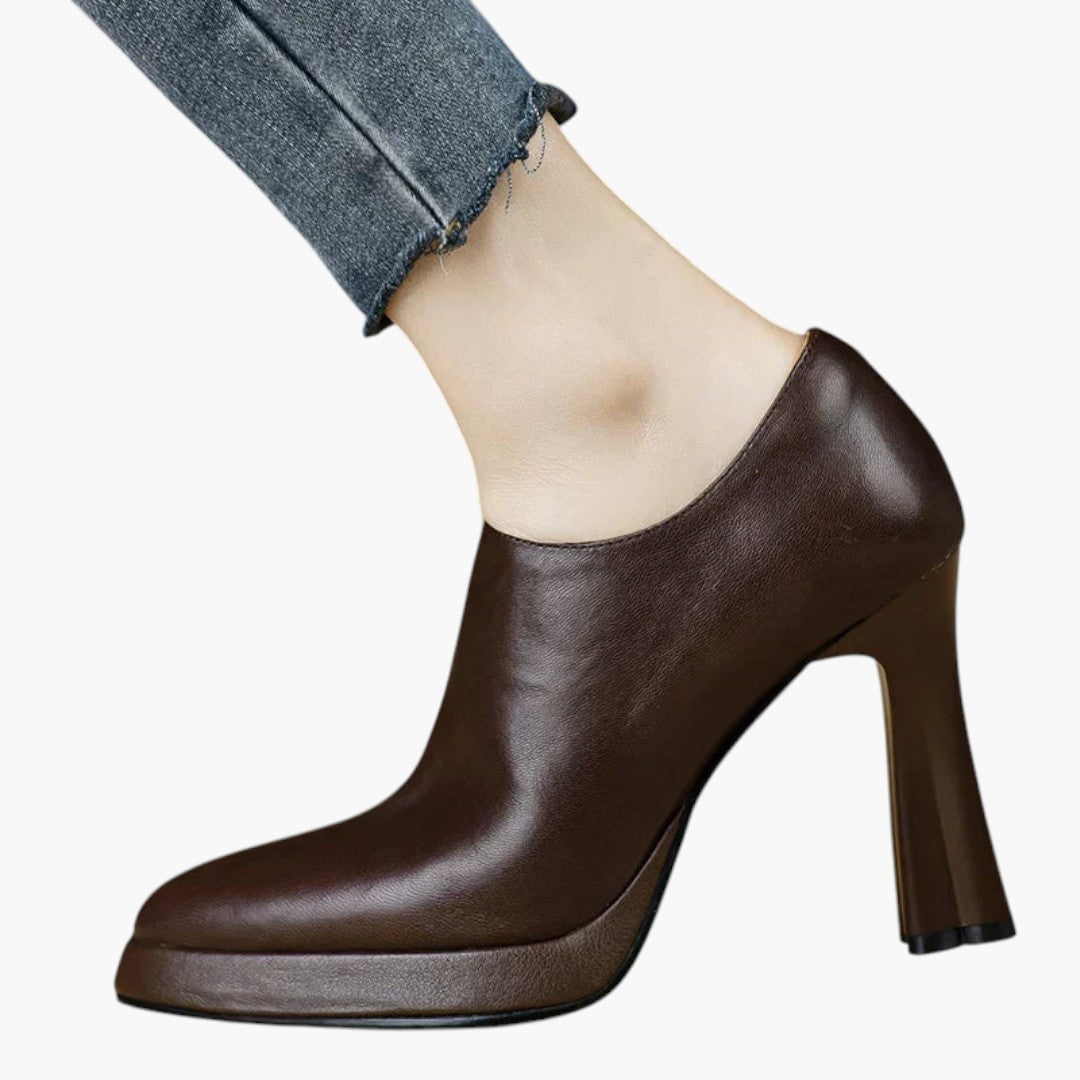 Talon Haut Femme avec Talon Bloc et Fermeture Zippée