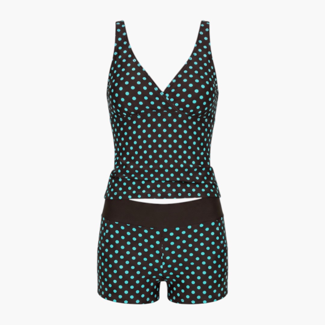 Tankini for women with polka dot top and shorts