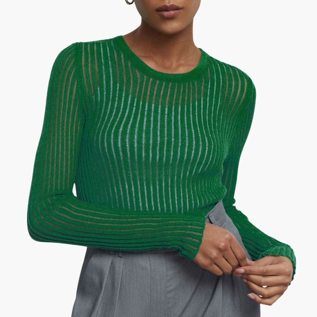 Top femme à rayures transparent manches longues