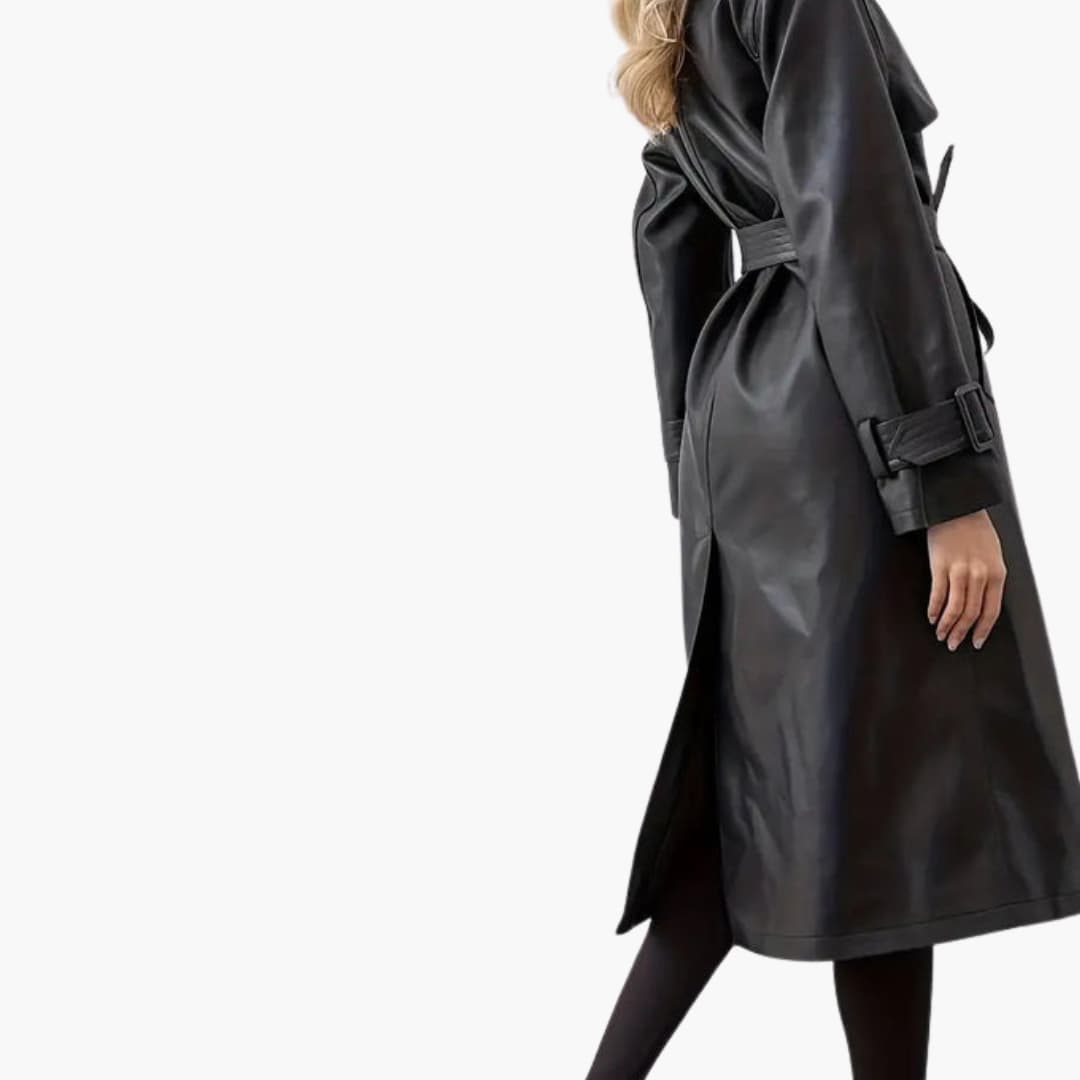 Trench-Coat Femme Long avec Ceinture et Large Revers