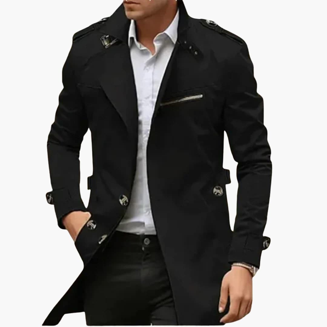 Trench-coat pour homme avec fermeture boutonnée