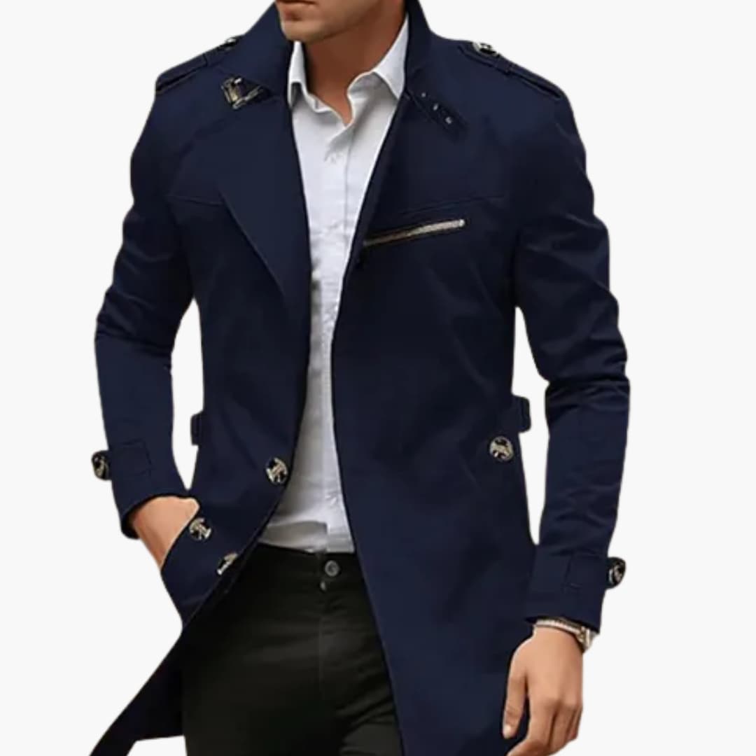 Trench-coat pour homme avec fermeture boutonnée