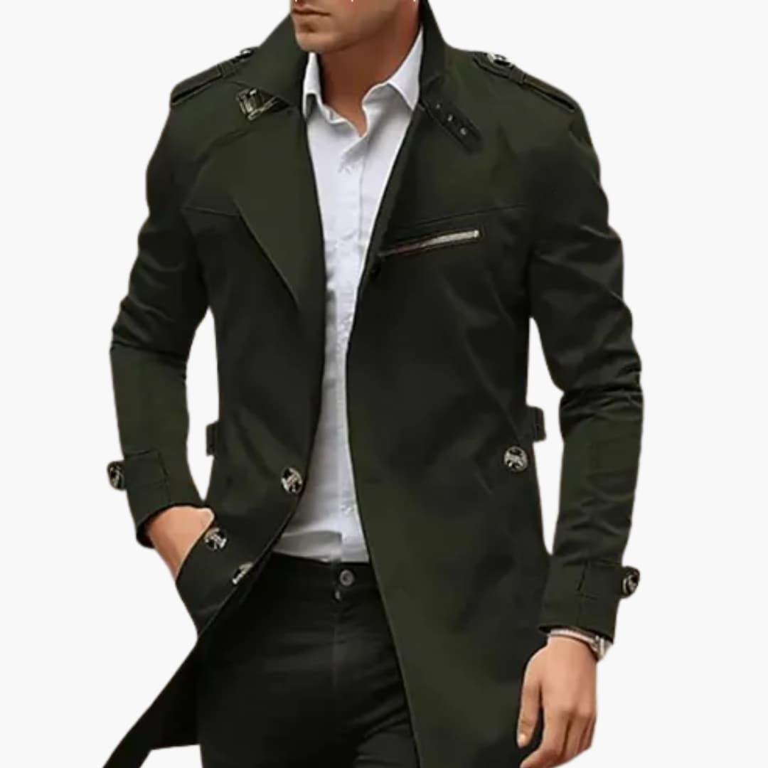 Trench-coat pour homme avec fermeture boutonnée
