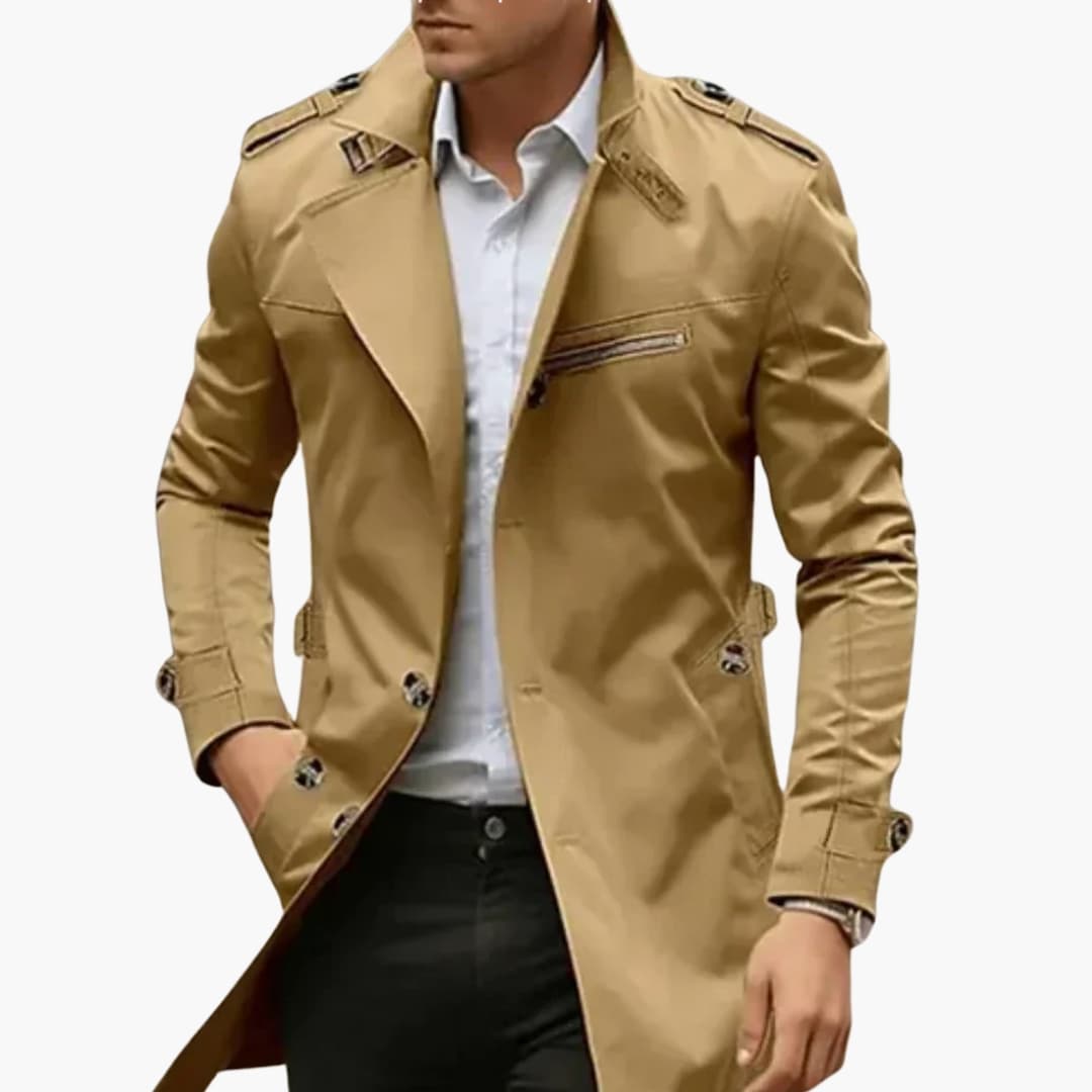 Trench-coat pour homme avec fermeture boutonnée