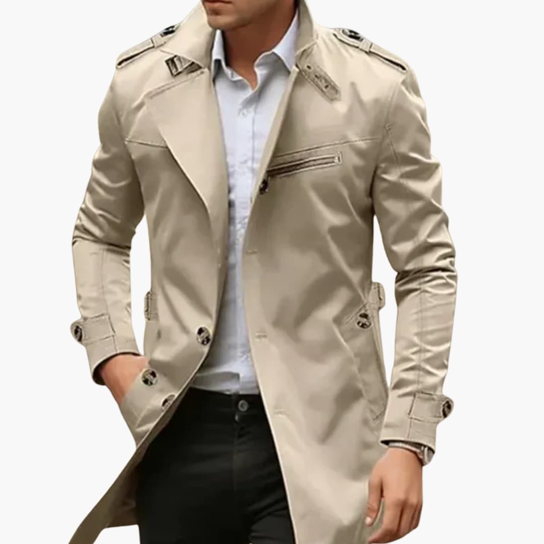 Trench-coat pour homme avec fermeture boutonnée