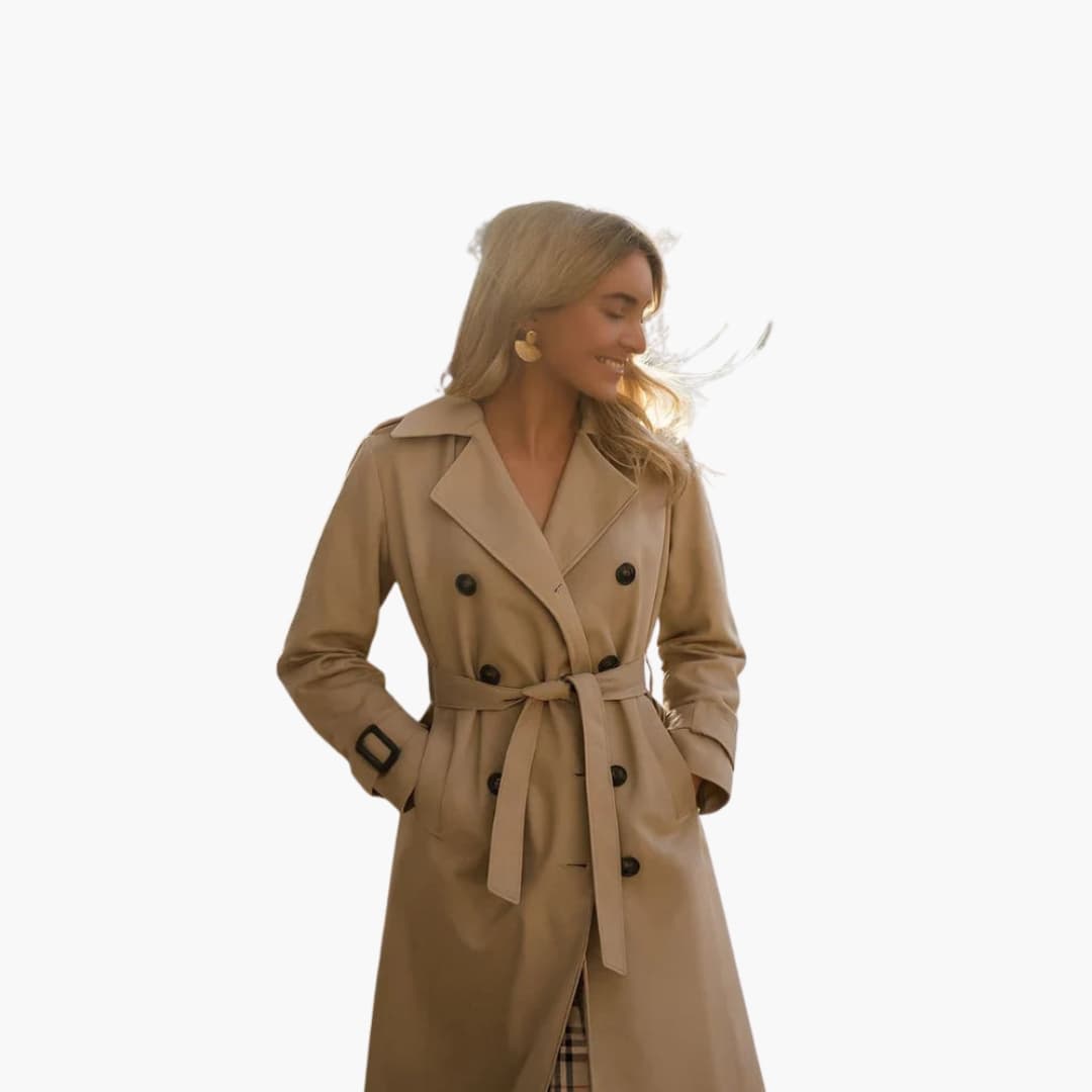 Trench coat femme long avec boutonnage