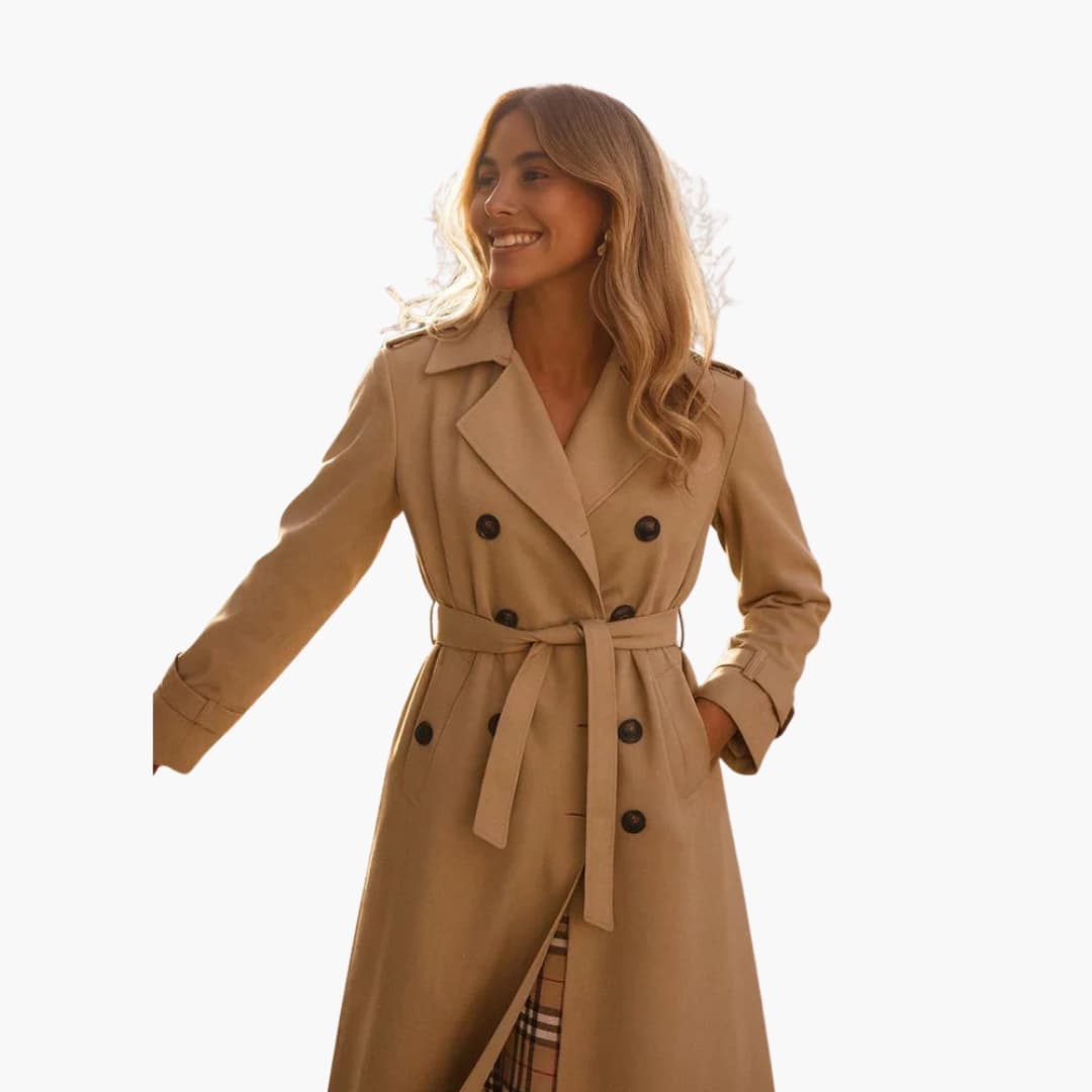 Trench coat femme long avec boutonnage