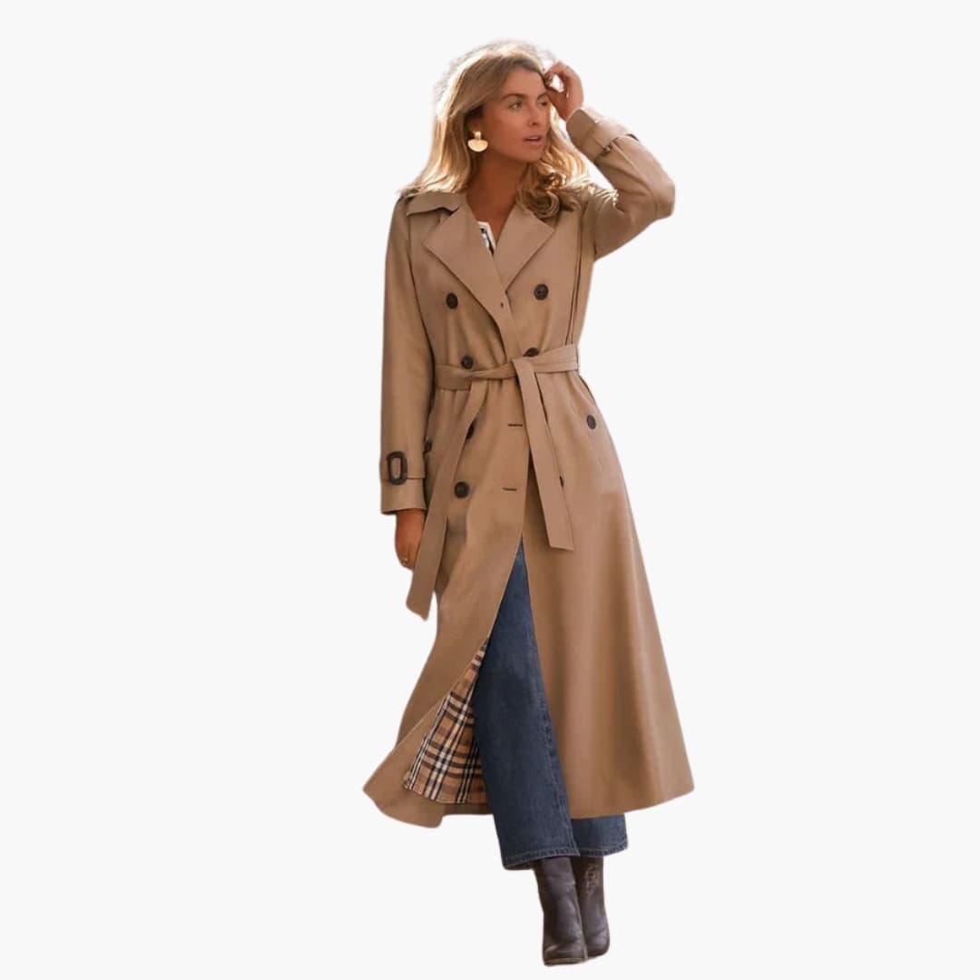 Trench coat femme long avec boutonnage