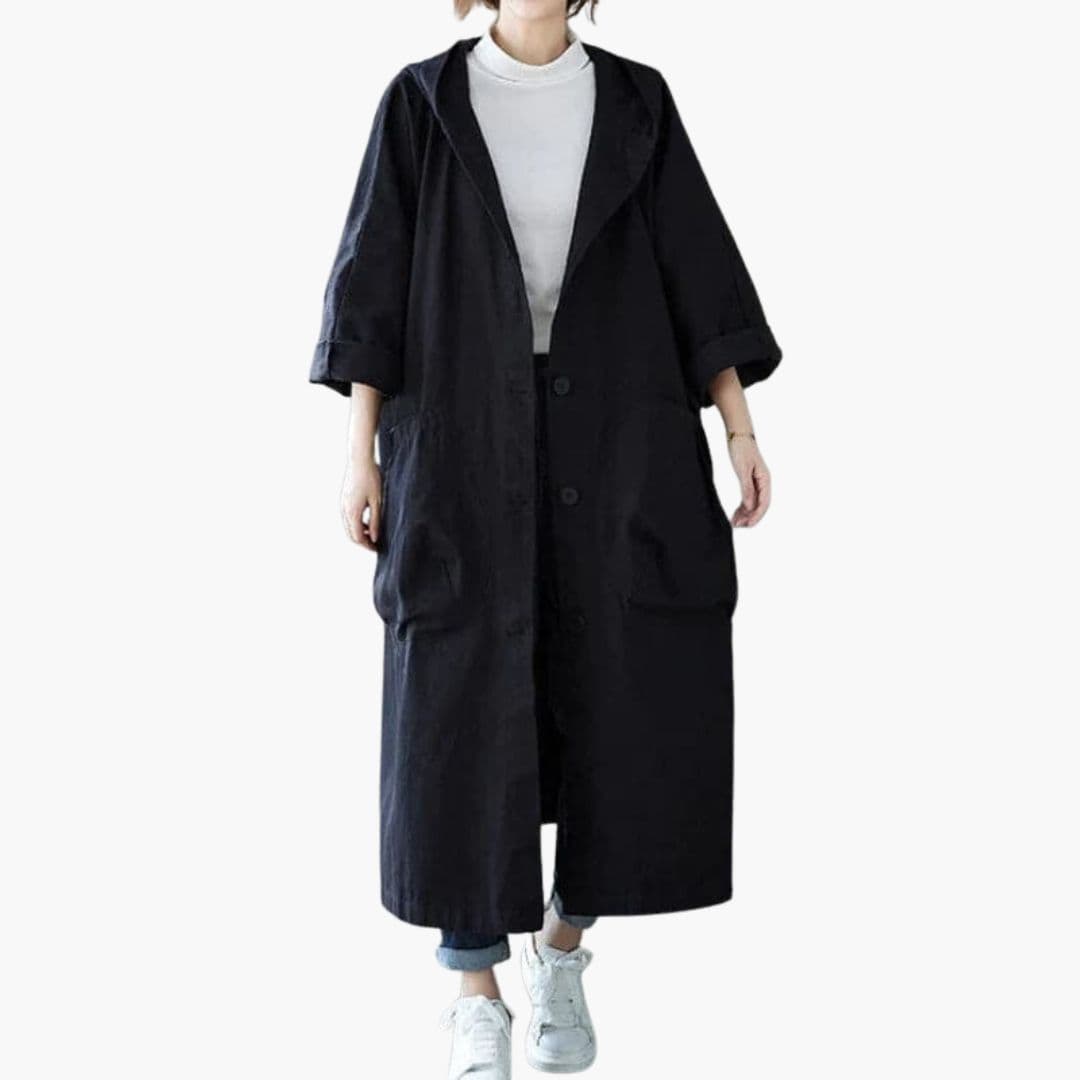 Trench coat femme oversize à capuche