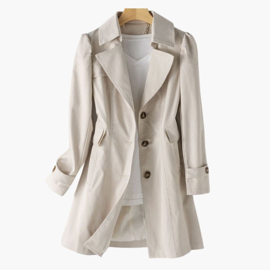 Trench femme à capuche et fermeture boutons