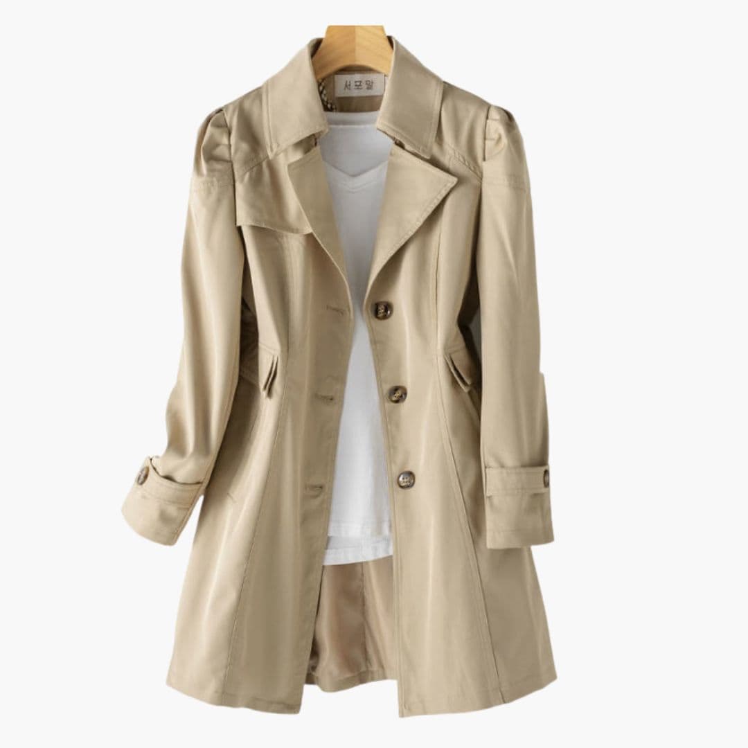 Trench femme à capuche et fermeture boutons