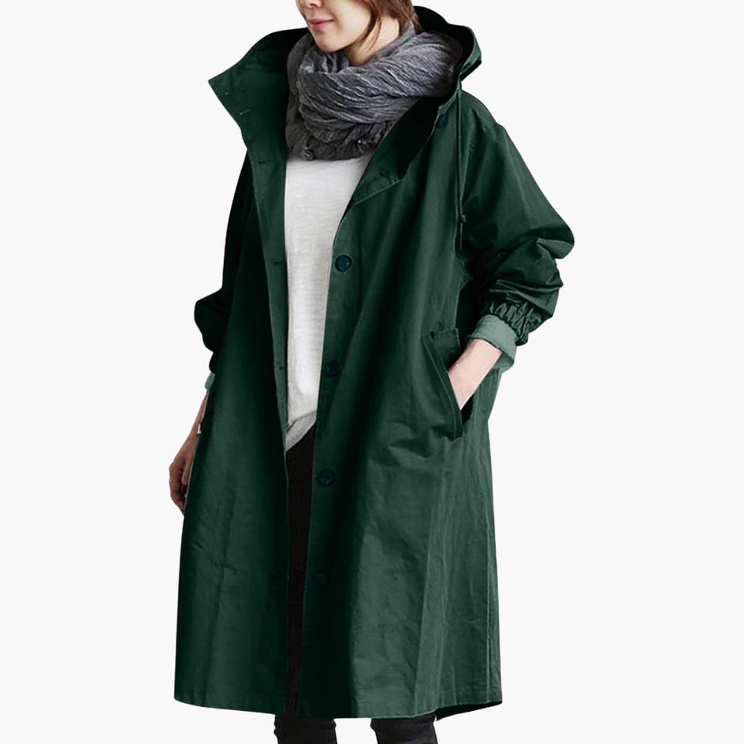Trench femme avec capuche et fermeture à boutons