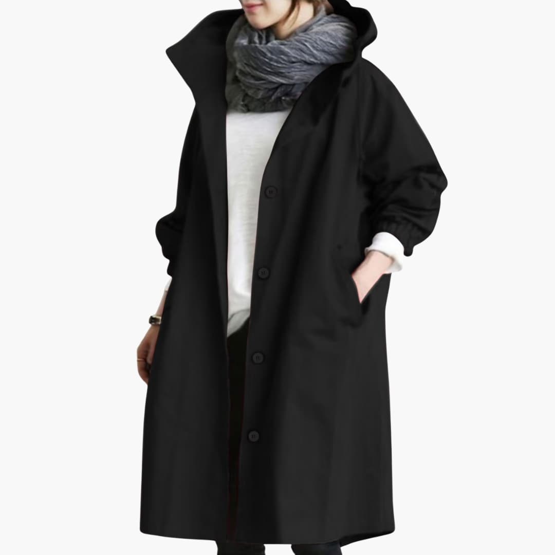 Trench femme avec capuche et fermeture à boutons