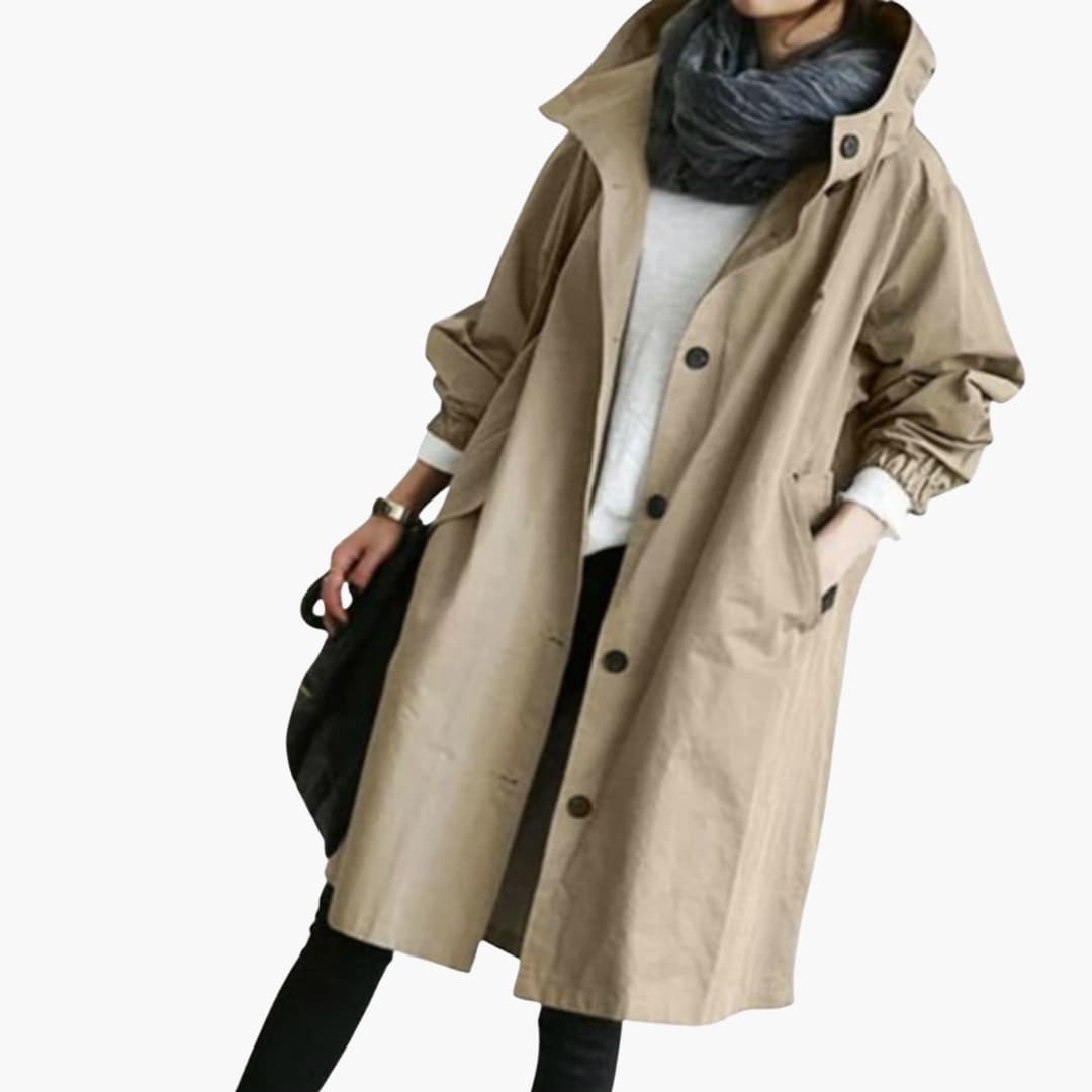Trench femme avec capuche et fermeture à boutons