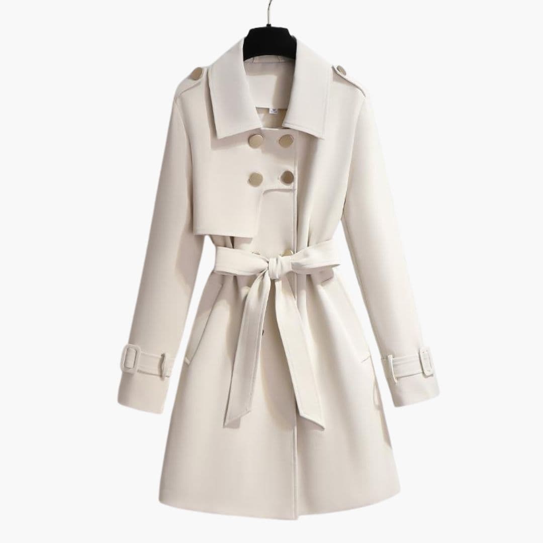 Trench femme avec ceinture à la taille et fermeture à boutons