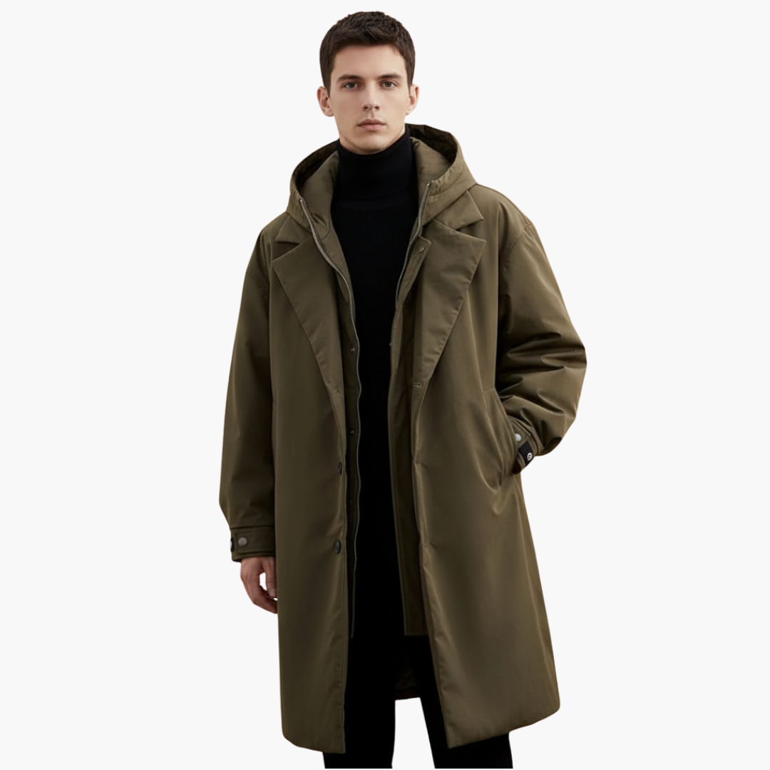 Trench homme avec col à revers et fermeture boutonnée