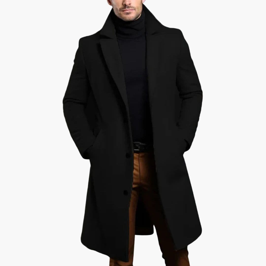 Trench homme long avec col à revers