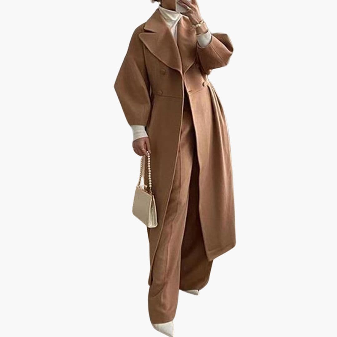 Trench long femme avec col à revers