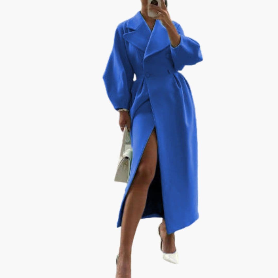 Trench long femme avec col à revers